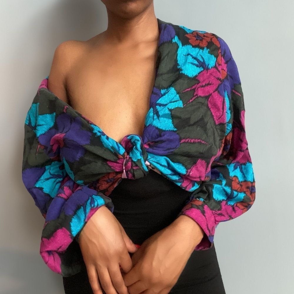 šøVintageĀ 80s Multi Colour Long Sleeve Topšø - Picture 3 of 11